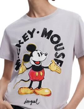 Camiseta Desigual Mickey Mouse Gris Mujer