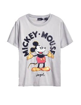 Camiseta Desigual Mickey Mouse Gris Mujer