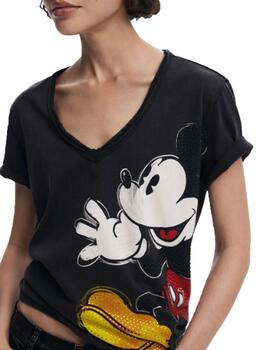 Camiseta Desigual Mickey Jocker Negro Mujer