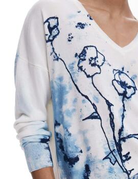 Jersey Desigual Helsinki Blanco/Azul Mujer