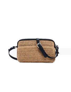 Bolso Desigual Half Logo Raffia Julia Beige Mujer
