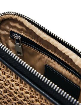 Bolso Desigual Half Logo Raffia Julia Beige Mujer