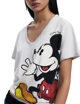 Camiseta Desigual Mickey Joker Crudo Mujer