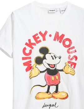 Camiseta Desigual Mickey Mouse MC Blanco Mujer