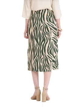 Falda Naf Naf Zebra Verde/Beige Mujer