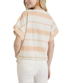 Blusa Naf Naf Floppy MC Beige/Naranja Mujer