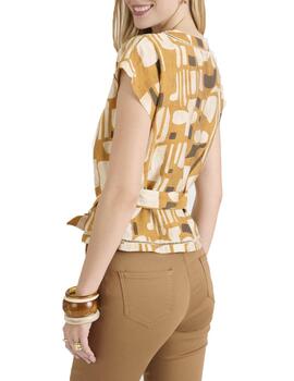 Blusa Naf Naf Sophie MC Beige/Camel Mujer
