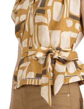 Blusa Naf Naf Sophie MC Beige/Camel Mujer