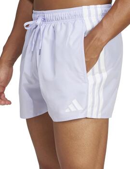 Bañador Adidas 3S BLD SH 3IN Malva/Blanco Hombre