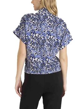 Camisa Naf Naf Velina MC Azul/Beige Mujer