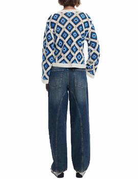 Jersey Desigual Demis Crudo/Azul Mujer