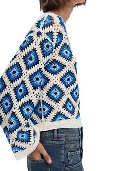 Jersey Desigual Demis Crudo/Azul Mujer