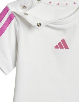 Conjunto Adidas I 3S T-Set 160 Blanco/Fucsia