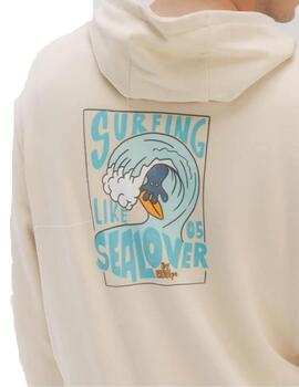 Sudadera elPulpo Surfing Waves Crudo Hombre