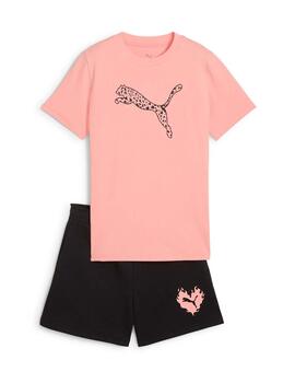Conjunto Puma FLAMING LOVE Rosa/Negro Niña