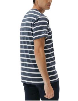 Camiseta elPulpo Básica Bordado Rayas Azul Marino