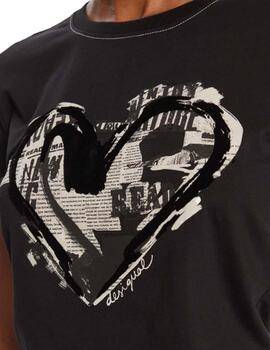 Camiseta Desigual LETTER CORE Negro Mujer
