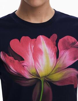 Camiseta Desigual Plata Marino Mujer