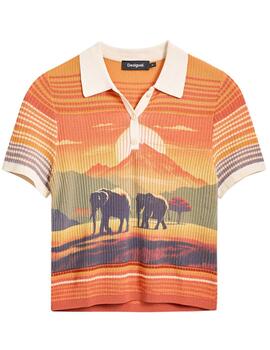 Polo Desigual Himalaya Naranja/Multicolor Mujer