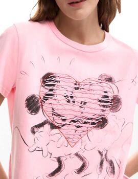 Camiseta Desigual Core Mickey Rosa Mujer