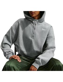 Sudadera Nike Phoenix Fl Ovs Crop Gris Mujer
