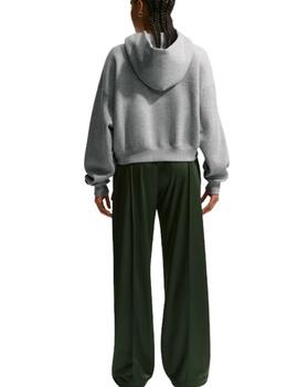 Sudadera Nike Phoenix Fl Ovs Crop Gris Mujer