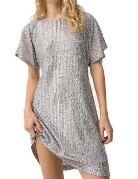 Vestido Tiffosi Dione MC Lentejuelas Plata Mujer