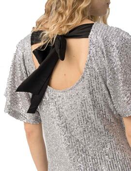 Vestido Tiffosi Dione MC Lentejuelas Plata Mujer