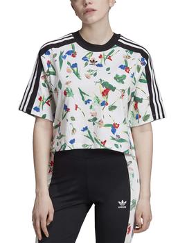 Camiseta Adidas Croped AOP Blanco/Estampado