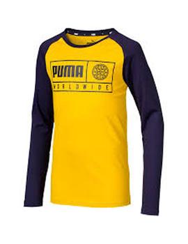 Camiseta Puma Alpha Graphic M/L Amarillo/Marino