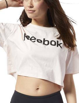 Camiseta Reebok Linear Logo Crop Rosa