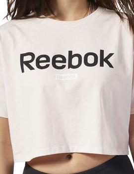 Camiseta Reebok Linear Logo Crop Rosa