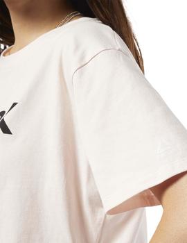 Camiseta Reebok Linear Logo Crop Rosa