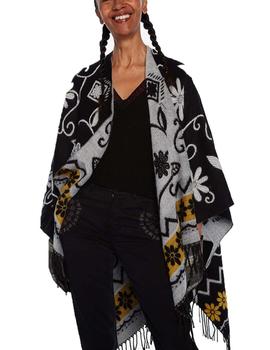 Poncho Desigual Barbaro Negro/Blanco