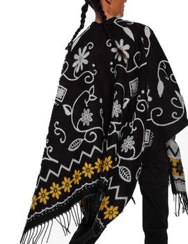 Poncho Desigual Barbaro Negro/Blanco