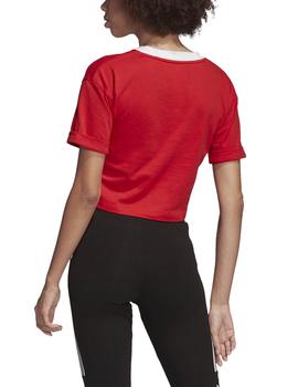Camiseta Adidas Crop Top Rojo/Blanco