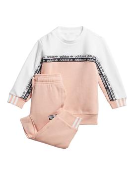 Chándal Adidas Crew Set Para Baby Rosa/Blanco
