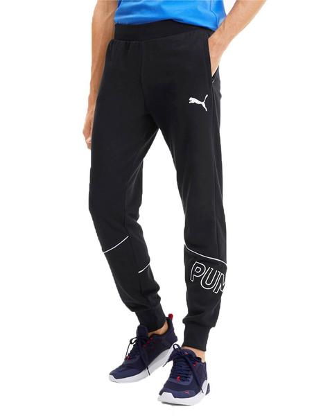 PANTALÓN PUMA NEGRO DE ALGODÓN PARA HOMBRE, CON PUÑO