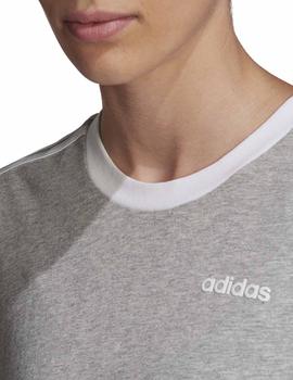 Camiseta Adidas 3S Boyf Gris Para Mujer