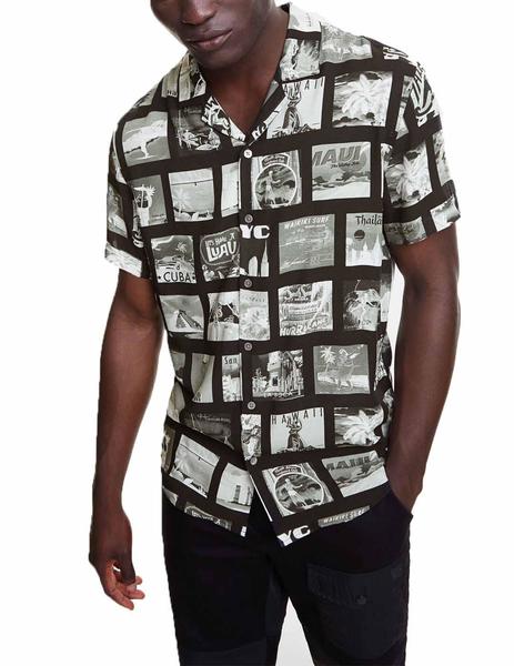 Camisa Desigual Gabriel Negro Blanco Para Hombre