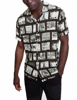 Camisa Desigual Gabriel Negro/Blanco Para Hombre