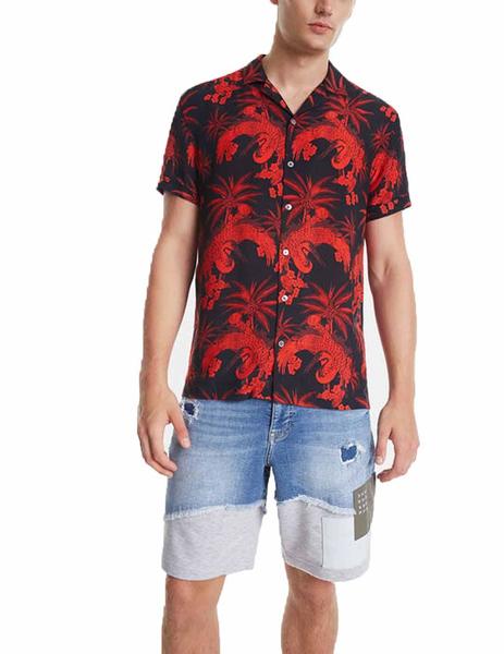 Camisa Desigual Cylan Negro/Rojo Para Hombre