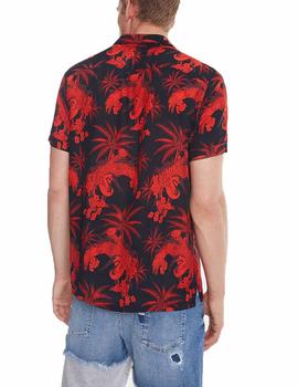 Camisa Desigual Cylan Negro/Rojo Para Hombre