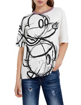 Camiseta Desigual Love Mickey Blanco Para Mujer