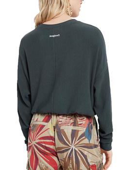 Sudadera Desigual Rib Verde Para Mujer