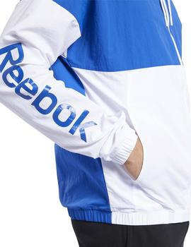 Cortavientos Reebok TE Linear Logo Azul/Bco Hombre