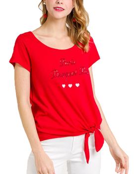 Camiseta Naf Naf Oporquoi T1 Rojo Para Mujer