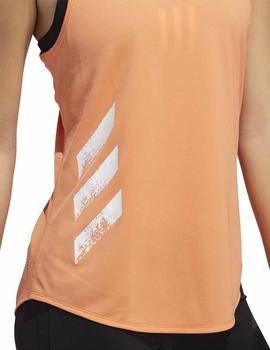 Camiseta Adidas Run it Tank 3S Naranja Para Mujer