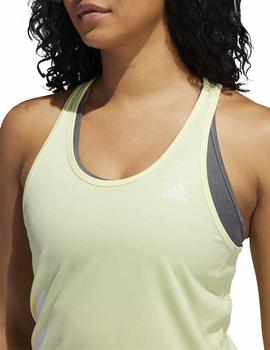 Camiseta Adidas Run It Tank 3S Verde Mujer