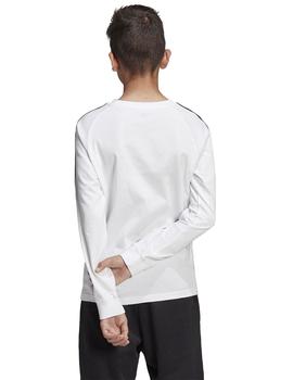 Camiseta Adidas 3Stripes LS Blanco/Negro Niño